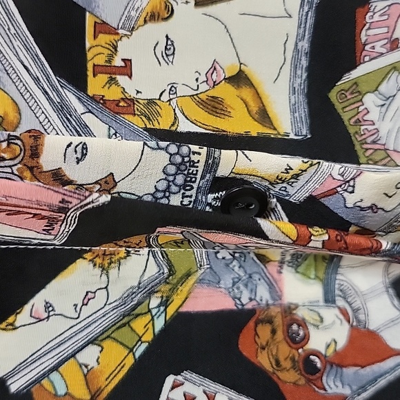 📍RARE | Vintage P.I.A.N.O Vogue Magazine Cover Print Silk Blouse - Picture 10 of 16